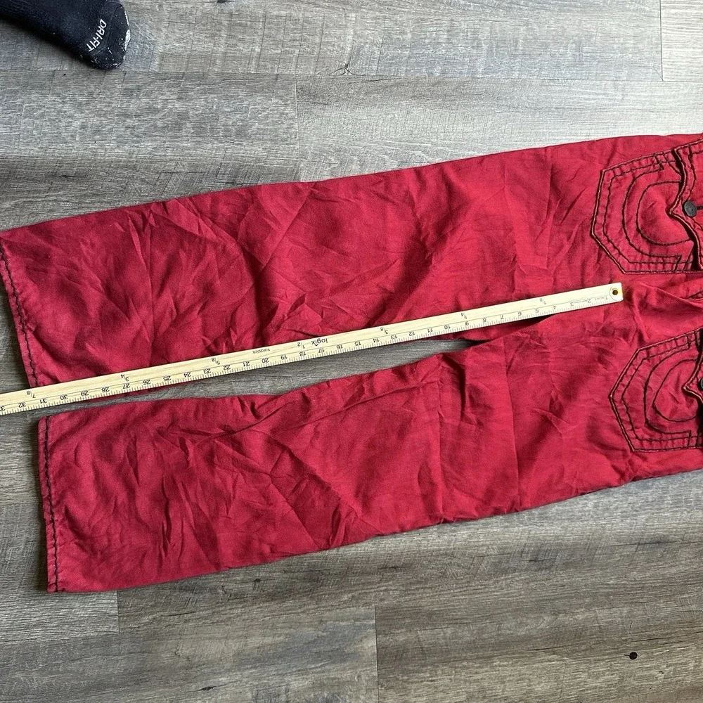 True Religion Men's  Red Ricky Super T Jeans Mb3 Thick‎ Stitch Semetary Keef